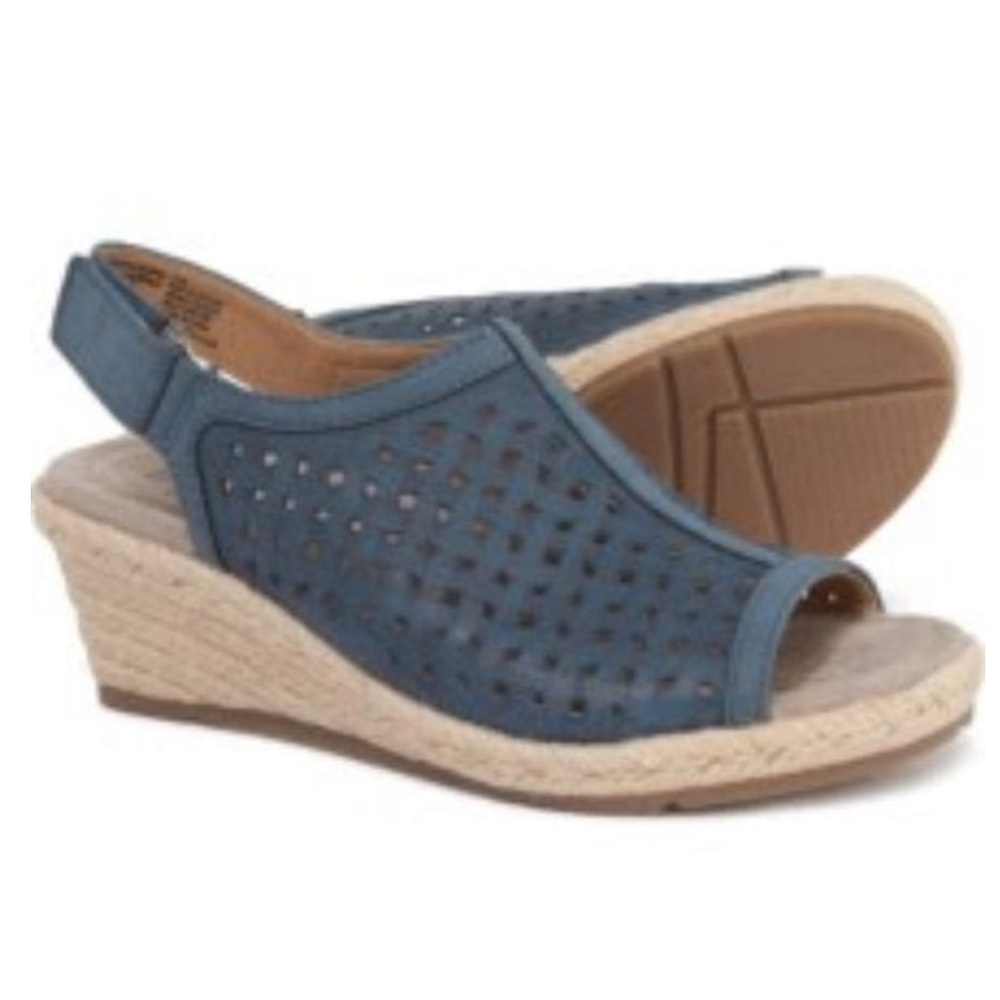🪸EARTH ORIGINS Naples Nevada Laser Cut Rope Wedge shoes.  Size 8
